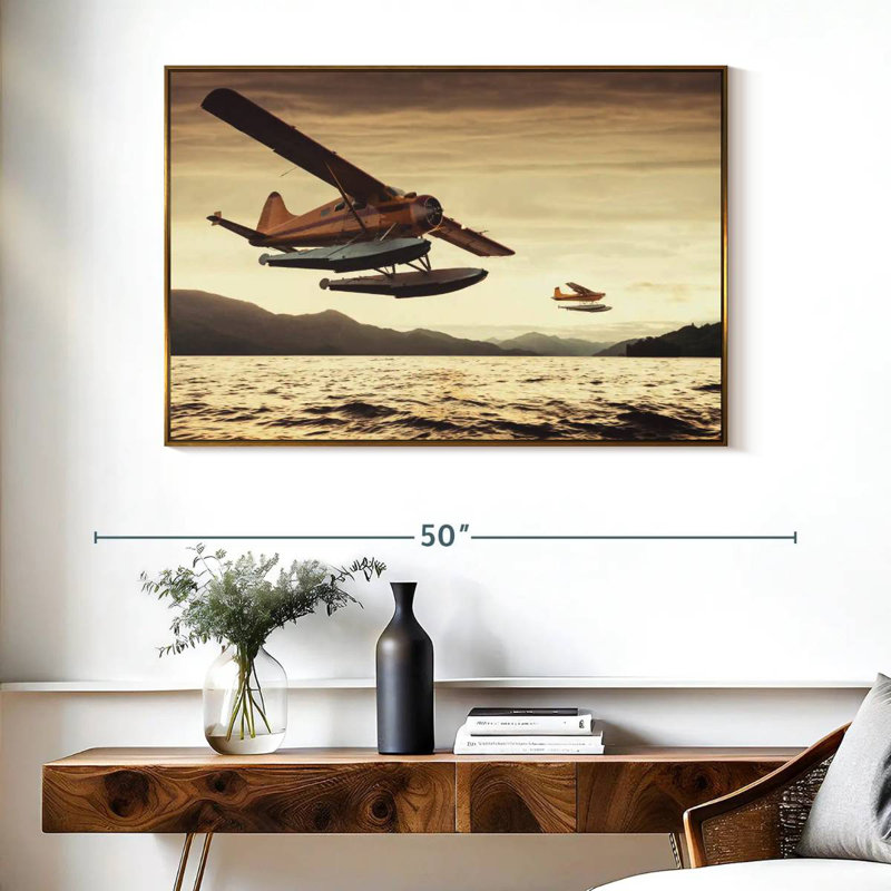 Float Planes, Floating Frame Gold, 40" X 27"