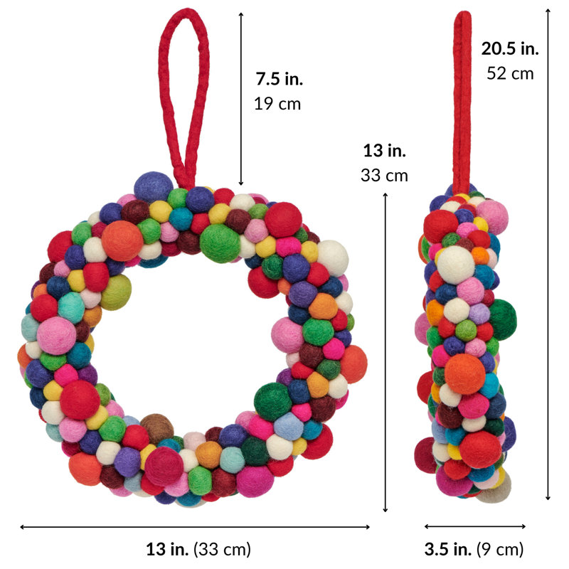  Couronne décorative en laine tricotée à la main MODWOOL 13 po (multicolore)