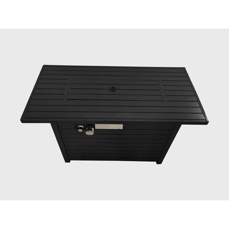 Havery Rectangle Stainless Steel Smokeless Fire Pit Table with Lid, Black, 25" H x 42" W x 20" D