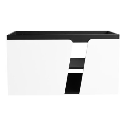 Meuble-lavabo 36 po, armoire à fermeture douce, meuble-lavabo moderne blanc / noir avec porte, blanc + noir
