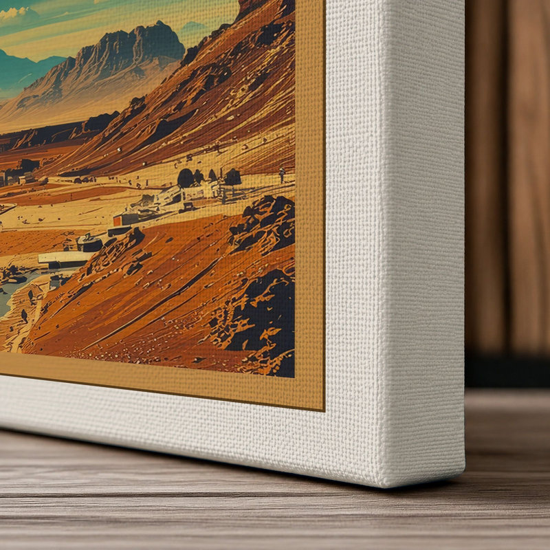 Alien Planet Rise Retro - Wrapped Canvas, 36x24 - 91.4 x 61.0 cm, Cream Border