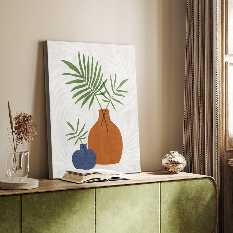 Nature morte aux palmiers II - Cavas enveloppés de galerie, H 60 po x l 40 po