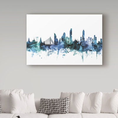 « bangkok thaïlande blue », reproduction d’impression sur toile tendue