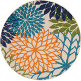 Tapis intérieur / extérieur rond en polypropylène bleu / vert / orange 5 pi 3 po x 5 pi 3 po Isalia