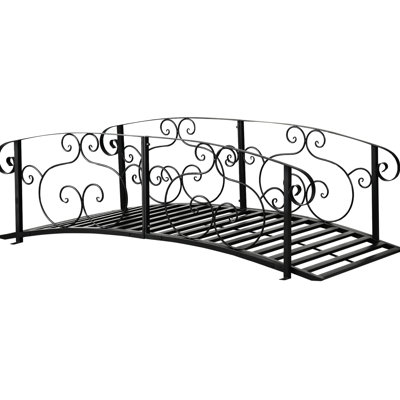 Passerelle de jardin en métal noir de 1,83 m (6 pi), pour allées, avec revêtement et rampes sécurisées. Passerelle pour traverser la cour arrière. Fabrication soignée.