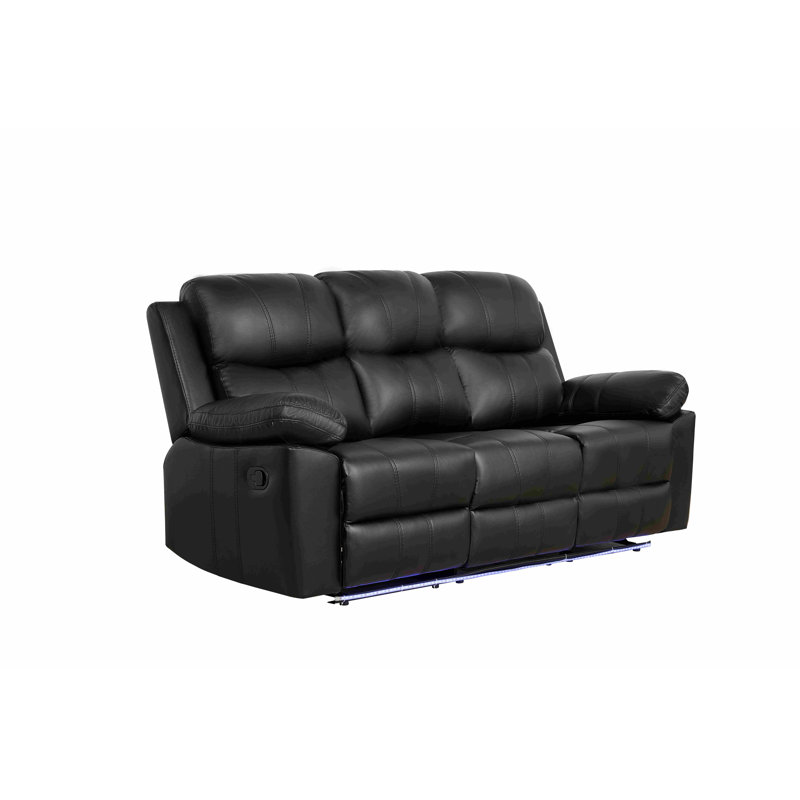 Reclining Sofa W/drop-down Table W/led, Black