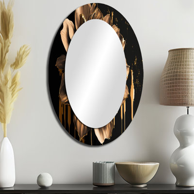 Miroir mural traditionnel noir et doré Dahlia