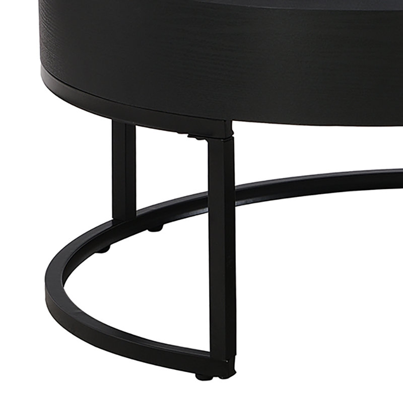 Minimalist Nesting Liftable Coffee Table with Drawers for Living Room, Black, Black