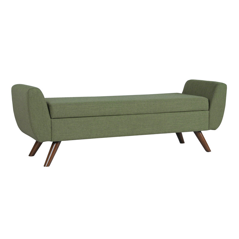 Amsi Upholstered Storage Bench, Oliver Green Woven