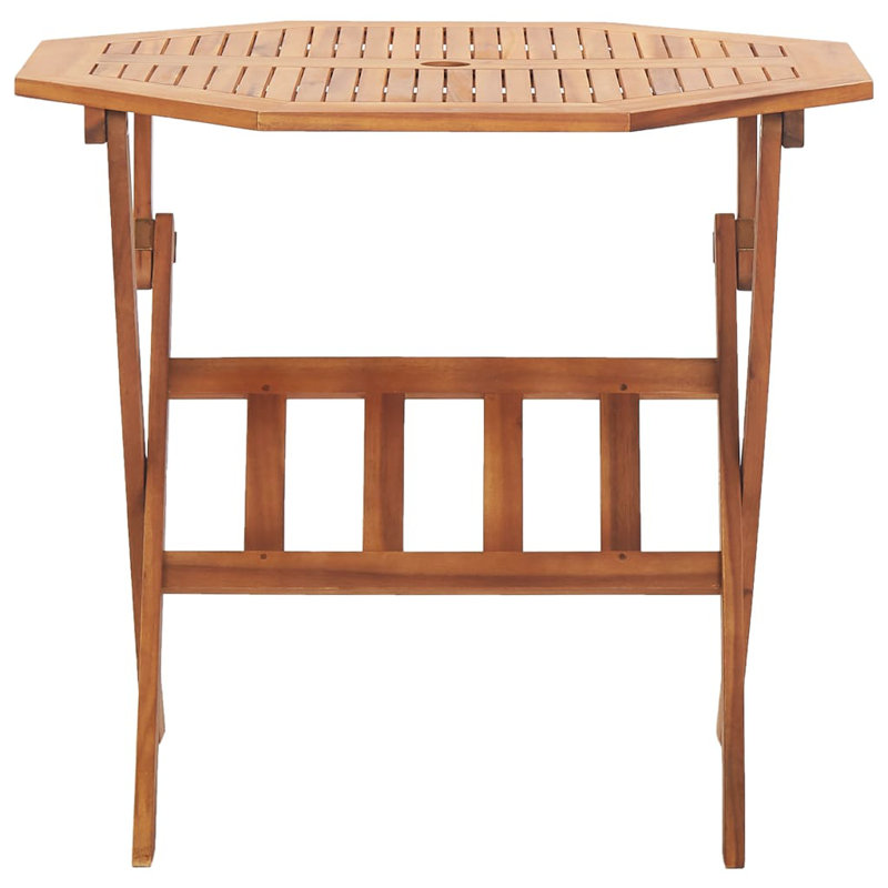 Hayston Acacia Folding Outdoor Coffee Table With Umbrella Hole , in. W in. D, 29.5" H x 35.4" L x 35.4" W
