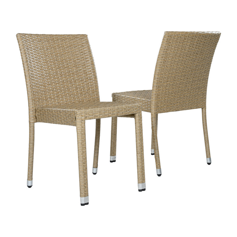 Takhiya Stacking Patio Dining Side Chairs, Natural