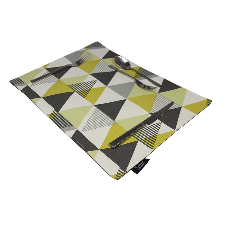 Amelia Cotton Geometric Rectangle Placemat, Ochre Yellow