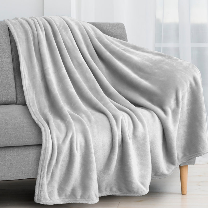 Light Grey Queen Size Plush Flannel Fleece Blanket