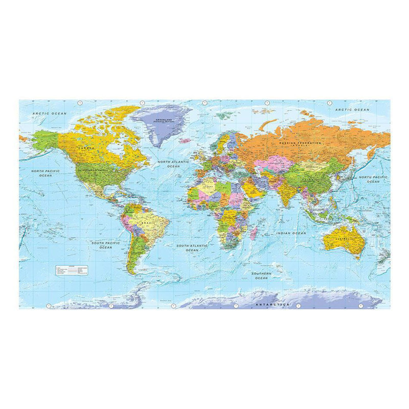 Adhésif mural amovible carte du monde XXL - carte du monde originale - adhésifs amovibles, L 9,17 pi x l 154 po