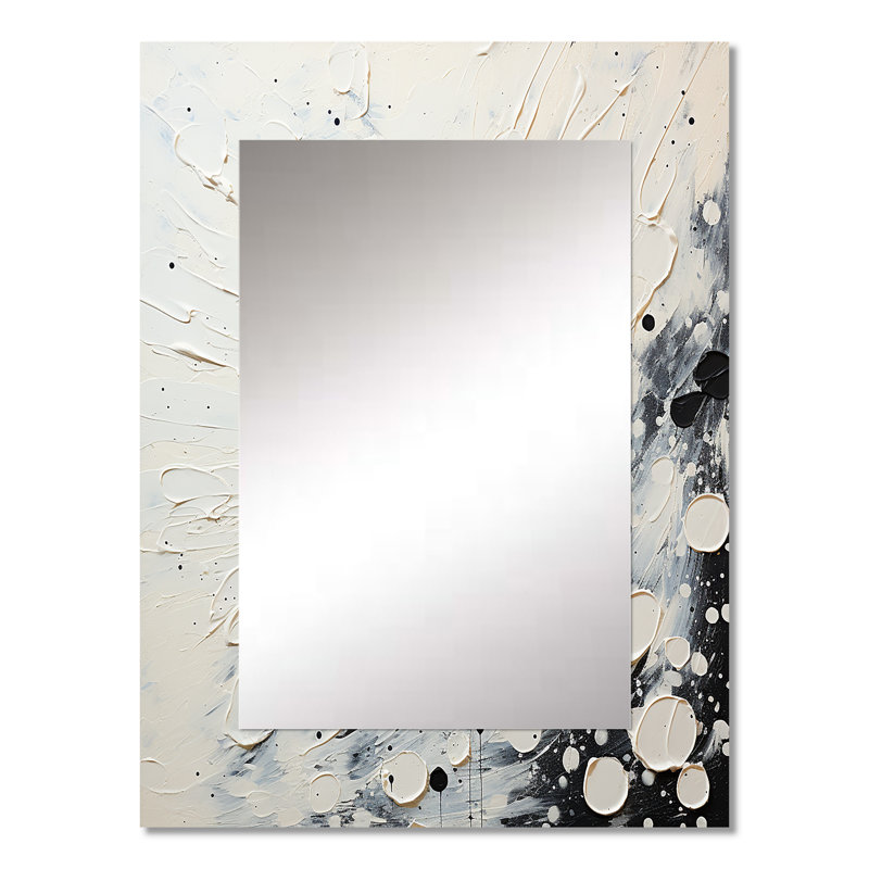 Gris gris Mid Century Minimalist Wave - miroir mural minimaliste, miroir unique gris, impression sur métal, 32 po x 24 po