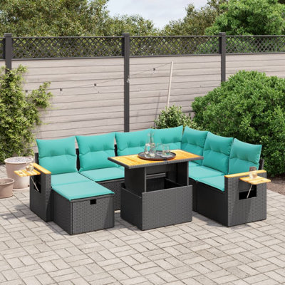 Ensemble de canapé de patio 8 pièces avec coussins en rotin de polyester