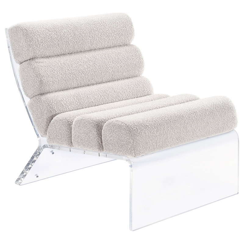 Freeman Boucle Upholstered Armless Acrylic Chair, Ivory