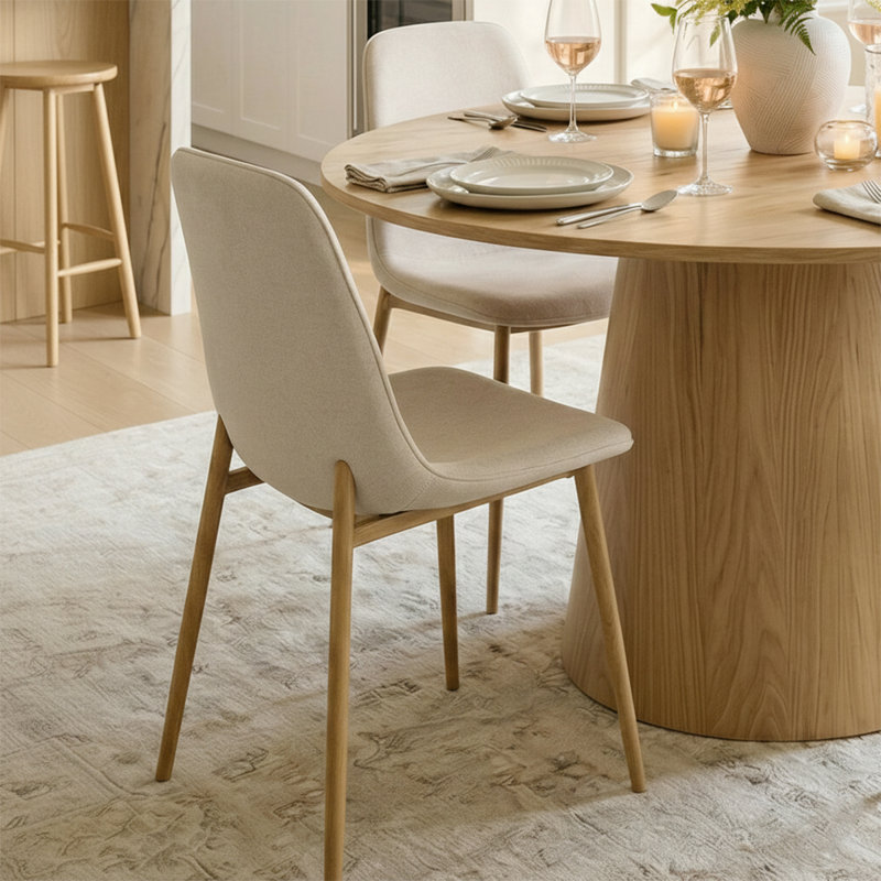 Ensemble de table de salle à manger pour 4 personnes avec table ronde de 52 po et 4 chaises rembourrées en tissu