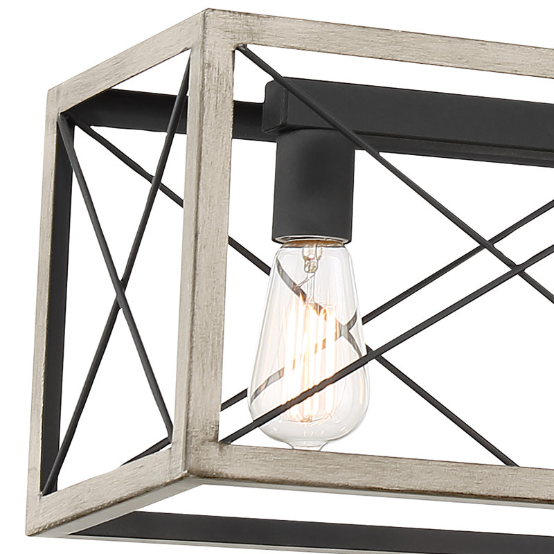 Lustre linéaire pour îlot de cuisine à intensité variable Evys, Bois flotté, 7, 109" H x 48" W x 7.87" D