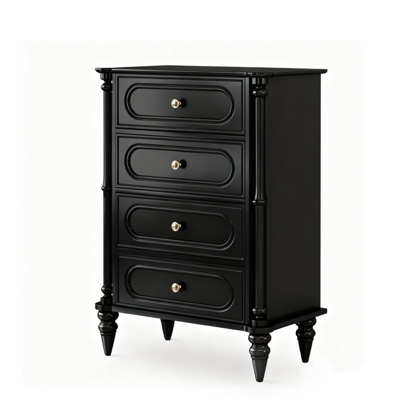 Black Solid + Manufactured Wood Accent Cabinet