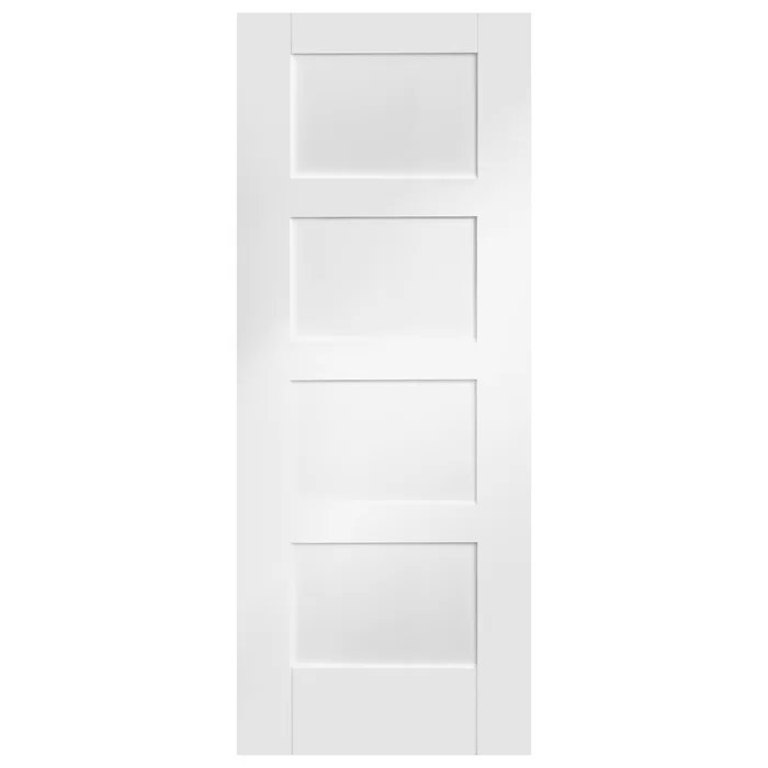 Internal White Primed Shaker 4 Panel, 204cm H x 82.6cm W x 4cm D