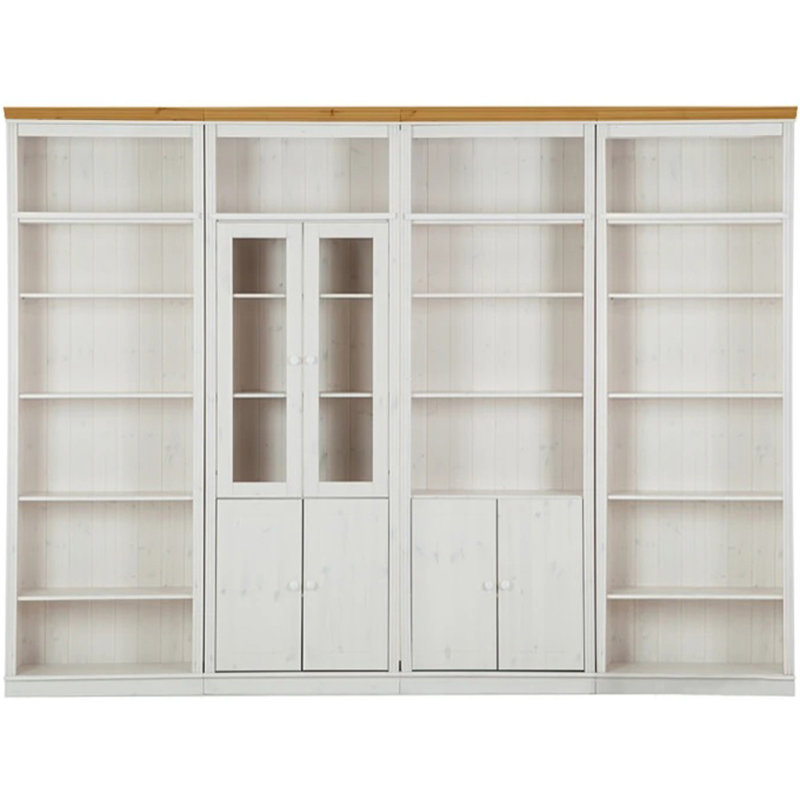 Fieldway 223cm H x 370cm W Bookcase, White/Natural