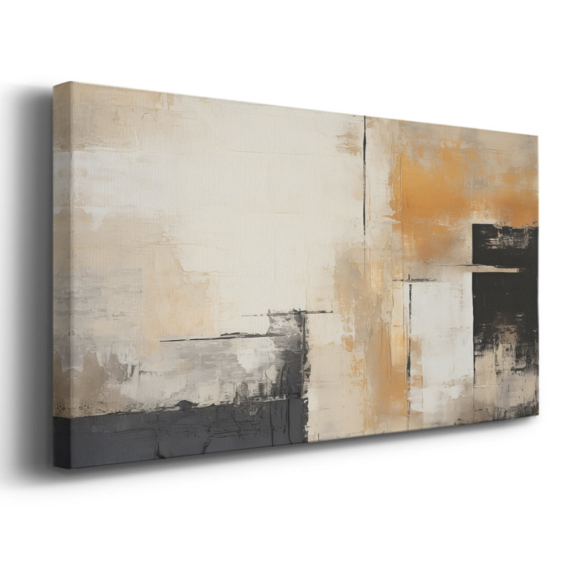 Abstrait, série CCL XXXI, toile tendue avec châssis, prête à être accrochée, H 17 po x l 33 po, Doré