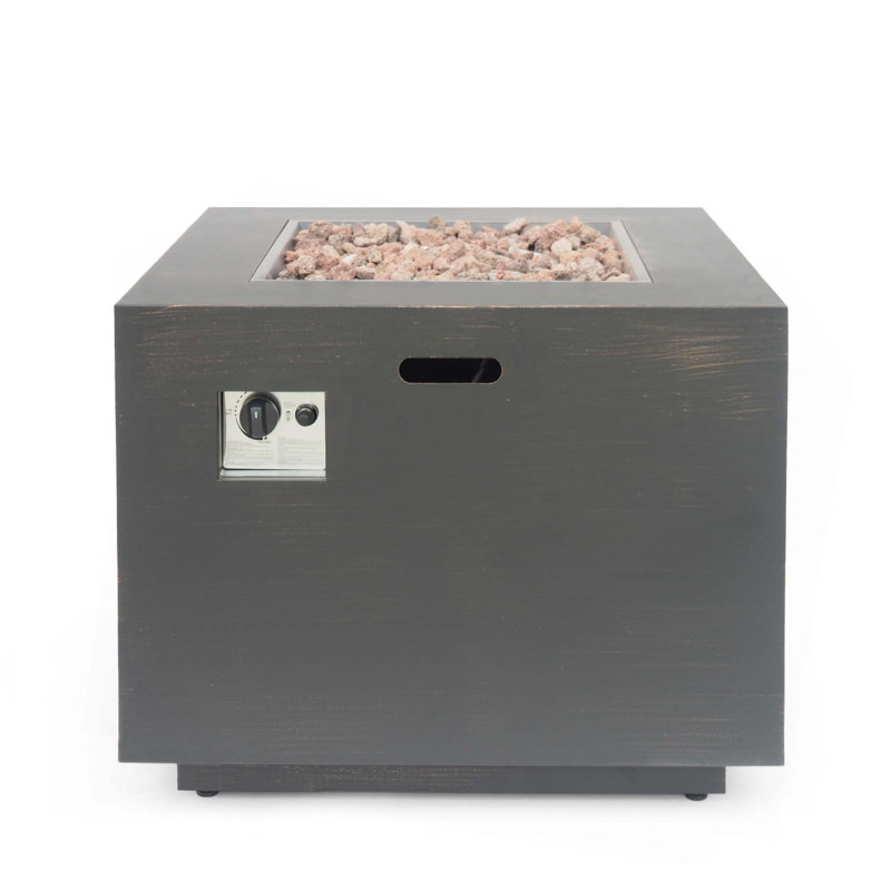 33" Outdoor Iron Square Propane Fire Pit, Tank Inside-50,000 BTU