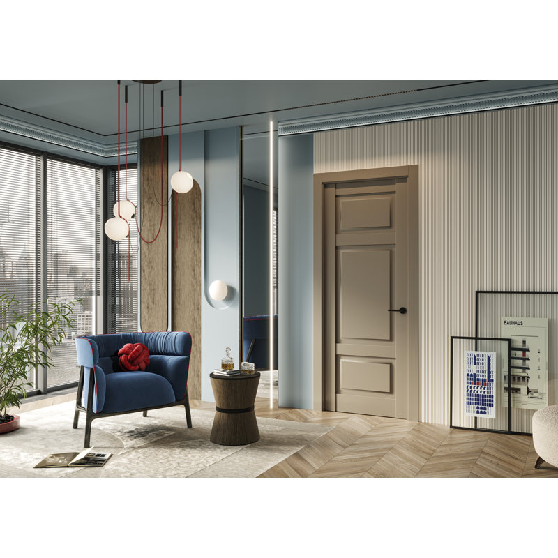 Dalle de porte intérieure moderne en bois manufacturé CA 3 apprêtée CA, 23,875 po x 79,37 po
