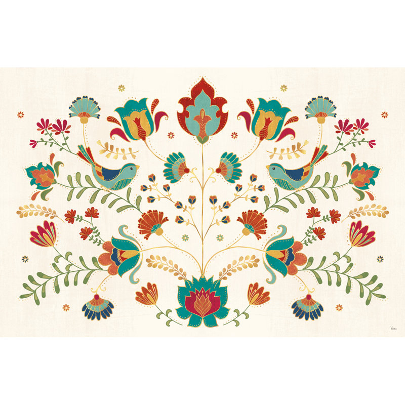 Folk Floral I by Veronique Charron - Wrapped Canvas Print, 30cm H x 46cm W x 3.8cm D