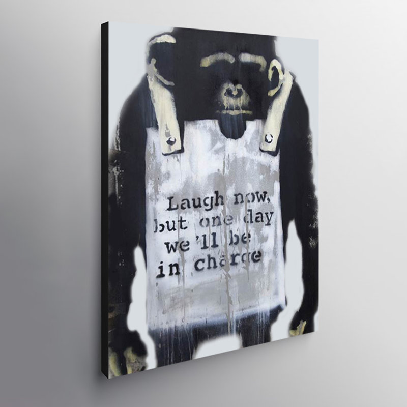 Laugh Now Monkey by Banksy - Wrapped Canvas Print, 41cm H x 30.5cm W x 4cm D