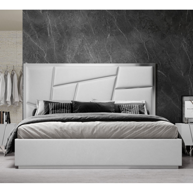 Clintock Upholstered Platform Bed, King, Gray
