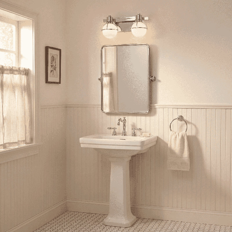 Pierce 3-Light Bathroom Vanity Light in Chrome, Chrome, 3 Lights, 7.5" H x 24" W x 5.13" D