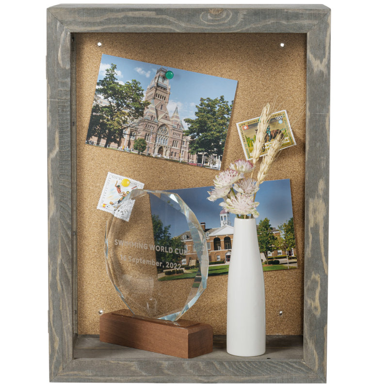 Wood Shadow Box with Frame in Grey