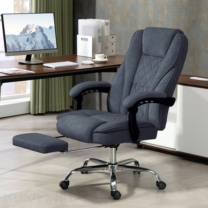 Charcoal Gray Massage Office Chair, With Foot Rest, Executive Office Chair, With 6 Vibration Point And Heat, Reclining Computer Chair, Swivel Desk Chair, Adjustable Height