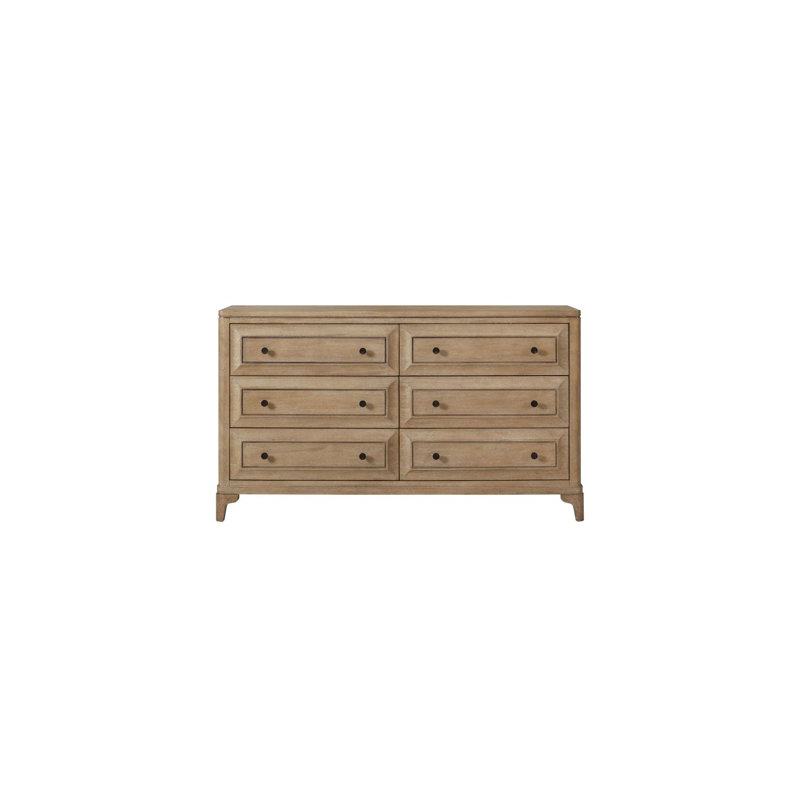 Commode 6 tiroirs avec finition sable pour chambre à coucher