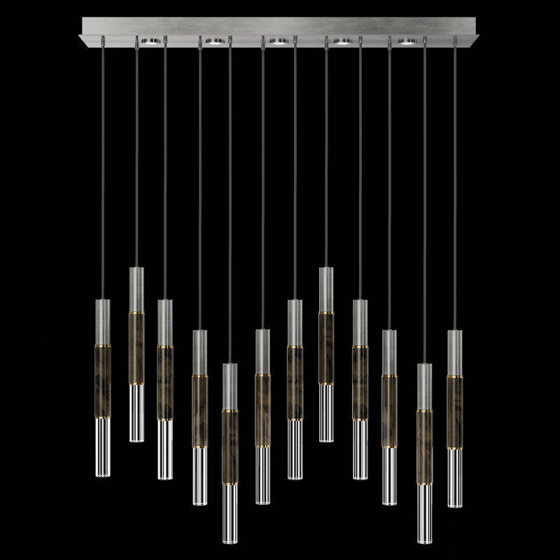 Luminaire suspendu l 61 po Antonia, Doux ombre feuille d'argent / laiton