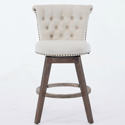 Ensemble de tabourets de bar pivotants avec dossier et bords touffetés à la main, revêtus de velours, offrant confort et style pour les cuisines et les bars