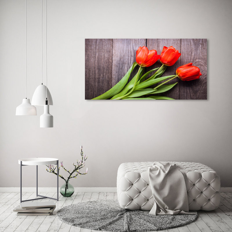 Red Tulips - Wrapped Canvas Print