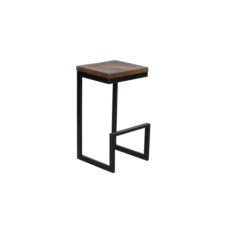 Briyit Counter Stool with Metal Frame, Black, Brown