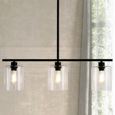 Alorie Dimmable Modern Linear Kitchen Island Pendant Lights with Clear Glass Shade