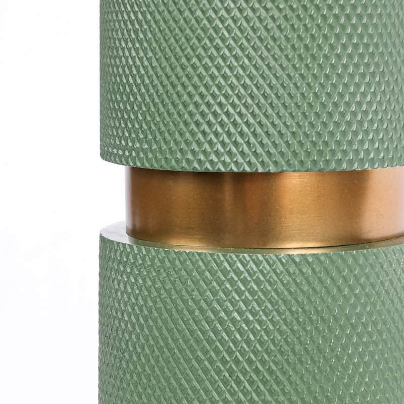 Textured Metal 3 Tiered Cylinder Table Lamp, Green/Bronze