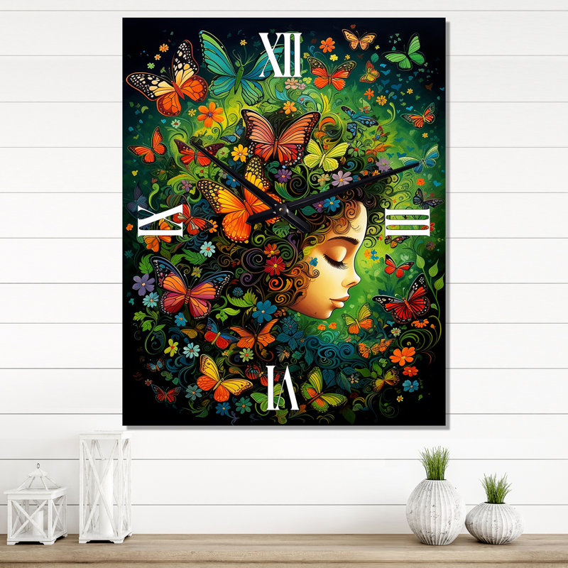 Horloge murale intime Butterfly Bliss Girl - Fashion Woman, H 40 po x l 30 po x P 1 po