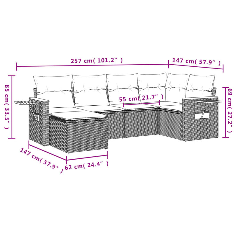 Ensemble de canapé de jardin Vidaxl gris
