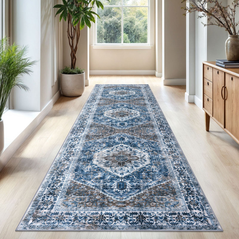Jodhveer Area Rug Washable Rug Non-Slip Backing Indoor Rugs, Runner 3' x 10'