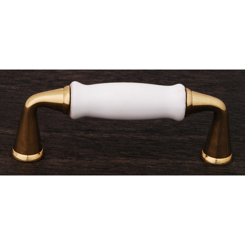 CP Series 3'' Center to Center Bar Pull, Polished Brass / White