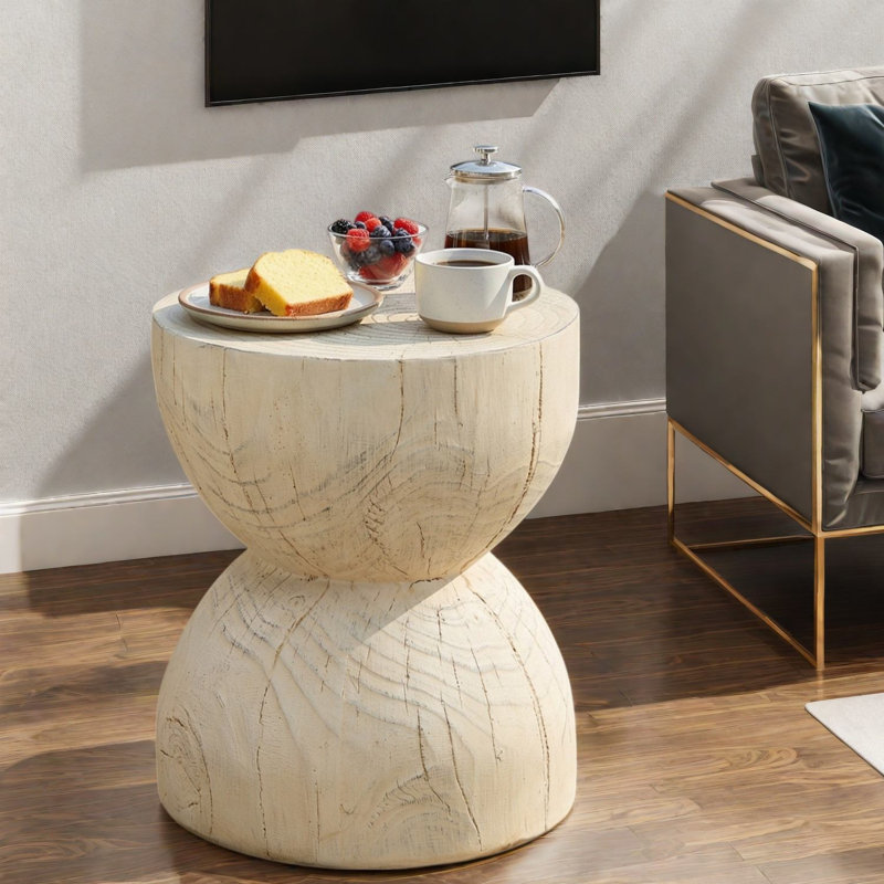 Top End Table, Beige*Natural Wood