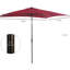 Parasol lumineux à DEL 9 pi x 7 pi avec énergie solaire, inclinable et manivelle, orne la cour arrière du jardin, lumières solaires rouges et rehausse l'ambiance du jardin, de la terrasse et de la piscine.
