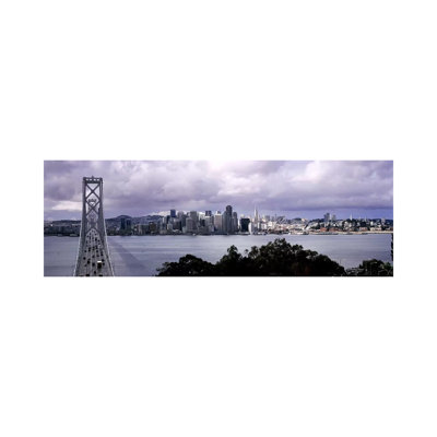 Bridge Across A Bay With City Skyline In The Background, Bay Bridge, San Francisco Bay, San Francisco, California, USA #2 - Wrapped Canvas Panoramic Print