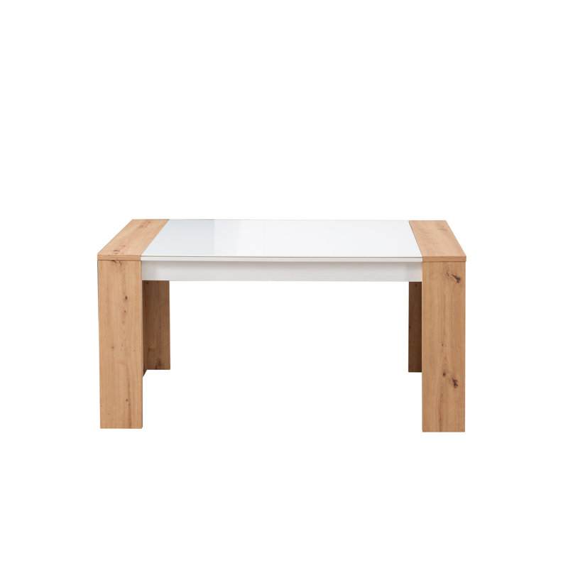Mazin Glass Top Dining Table, White/Oak